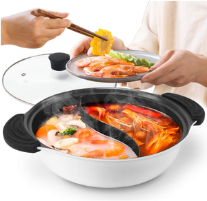 lot 9 image: Hot Pot with Divider Non-Stick Shabu Shabu Pot