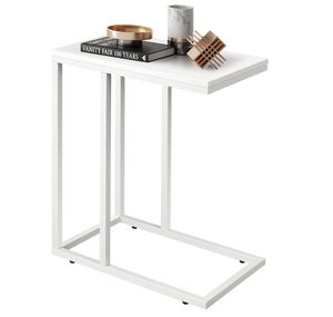lot 10 image: WLIVE Side Table, C Shaped End Table White 11.8D x 18.9W x 24.4H