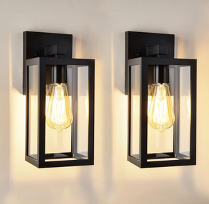lot 19 image: 2 Pack Brimmel Outdoor Lights Fixtures Wall Mount Lantern