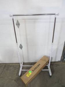 lot 69 image: 3 Pack  Deluxe Adjustable Garment Rack - Rolling Clothes Organizer - White and Chrome