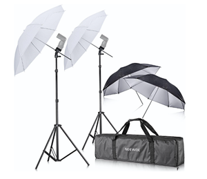 lot 65 image: Neewer Off Camera Double Speedlight Flash ShoeMount Swivel Soft Umbrella Kit Compatible with Camera Flash Speedlights for Portrait Photography, Studio and Video Lighting