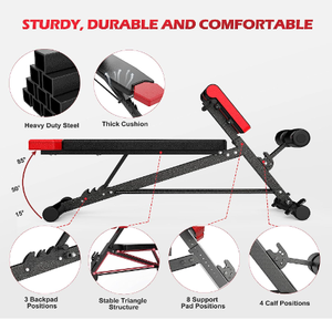 lot 74 image: FINER FORM Multi-Functional Adjustable Weight Bench for Total Body Workout  Hyper Back Extension, Roman Chair, Adjustable Ab Sit up Bench, Decline Bench, Flat Bench. Great Ab Workout Equipment