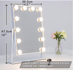 lot 56 image: Waneway Lighted Vanity Mirror with 12 x 3W Dimmable LED Bulbs - M12V-005-W