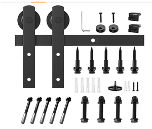 HomLxaLx 6ft Heavy Duty Sturdy Sliding Barn Door Hardware Kit, Single Door-Smoothly and Quietly, Easy to Install and Reusable - Fit 1 38-1 34 Thickness & 36 Wide Door Panel, Black(I Shape Hanger)