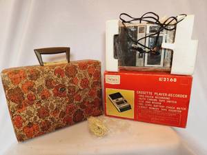 Vintage Portable Cassette Player and Carrying Case