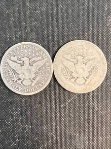 2 US BARBER HALF DOLLARS 1902-S 1896-O