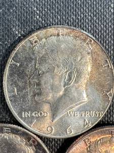 GROUP OF 3 SHARP BU 1964 KENNEDY HALF DOLLARS WITH RICH TONING