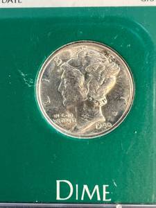 GROUP OF 6 AU-UNC SILVER DIMES 1940 1941-D 1942-D 1944 1964 1964-D
