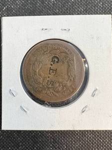 1838 US MATRON HEAD LARGE CENT COUNTERSTAMPED G.E.S.