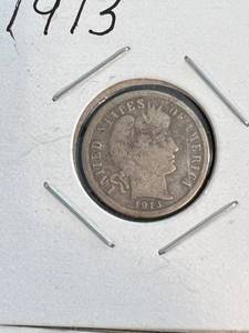 4 US BARBER DIMES 1904 1905 1913 1916