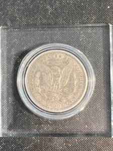 1921-D MORGAN SILVER DOLLAR IN GLASS CASE
