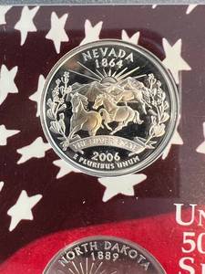 2006 SILVER PROOF 5 COIN STATE QUARTER SET starting to nicely tone