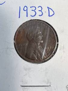 1933-D US WHEAT CENT XF TONED