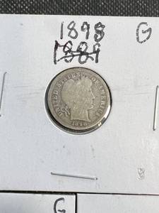 5 BARBER DIMES 1898 1911 1913 1914 1916