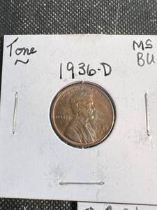 3 UNC WHEAT CENTS 1936D 1937D 1939S
