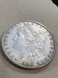 1898 US MORGAN SILVER DOLLAR AU