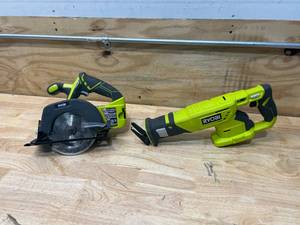 lot 30 image: RYOBI 18V Circular Saw and Reciprocating Saw (Tools Only)