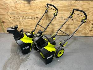lot 112 image: RYOBI Lot of 2- 18 in. 40v HP Battery Powered Snow Blowers (RY40809VNM)- Snow Blowers Only