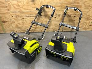 lot 113 image: RYOBI Lot of 2- 21 in. 40v Brushless Battery Powered Snow Blowers (RY40806VNM)- Snow Blowers Only