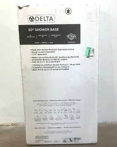 Delta Classic 400 60 in. L x 32 in. W Alcove Shower Pan Base with Center Drain in High Gloss White