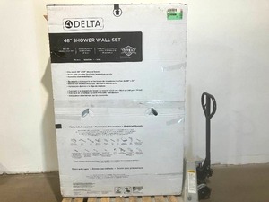 Delta Classic 500 34 in. L x 48 in. W x 72 in. H Alcove Shower Kit with Shower Wall and Shower Pan in High Gloss White