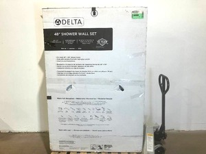Delta Classic 500 34 in. L x 48 in. W x 72 in. H Alcove Shower Kit with Shower Wall and Shower Pan in High Gloss White