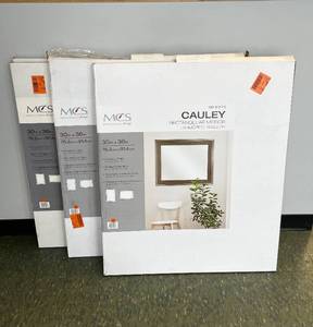 Lot of Three Cauley 30 x 36 in. Medium Rectangle Wood Tone Beveled Glass Mirrors