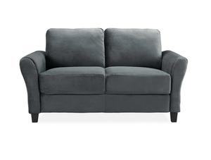 Wesley 31.5 in. Dark Grey Microfiber 2-Seater Loveseat with Round Arms