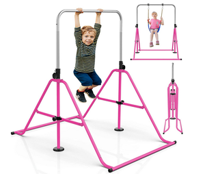 RAVS Gymnastics Bar for Kids with Swing Set, 8 Heights Adjustable Easy