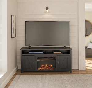 Ameriwood Home Farmington Electric Fireplace TV Console for TVs up to 60, Black Oak