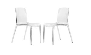 LeisureMod Murray Modern Dining Chair - Set of 2-Clear