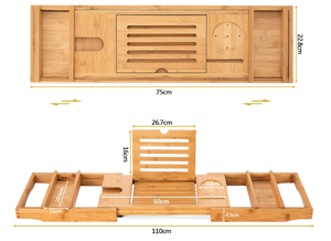 HBlife Bamboo Bathtub Durable Caddy Tray with Cell Phone, Tablet & Wineglass Holders and Matching Soap Dish
