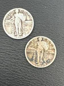 Lot of 2 Standing Liberty Quarters