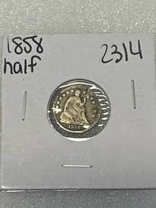 1858 Seated Liberty Half Dime