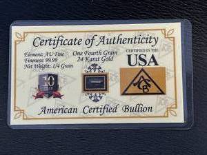 24kt 14 Grain Gold Bar