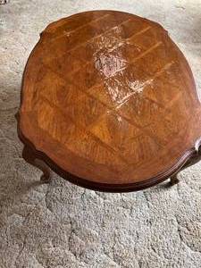 lot 13 image: Golden Oak Carved Coffee Table