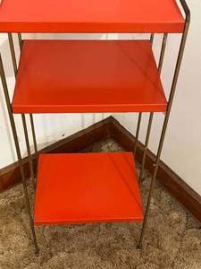 lot 62 image: Retro MCM Red Side TableShelf