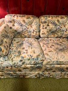 lot 97 image: Antique Pheasant & Floral Patterned Couch