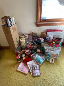 lot 134 image: Assorted Gift Giving Lot Gift Boxes, Ribbon, Bags, and More