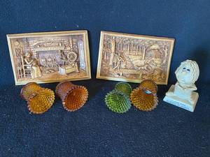 lot 188 image: Vintage 3D Scene Wall Plaque, Tealight Votive Cups and More