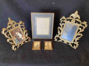 lot 217 image: Ornate Carved Brass Picture Frames