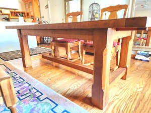 Extendable Large Rustic Farm Table & 4 Chairs