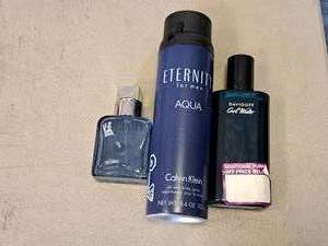 lot 1148 image: Lot of (3) Personal Care Products - Calvin Klein Eternity for Men All Over Body Spray, Eternity Spray, David Off Cool Water Perfume