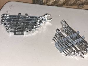lot 229 image: Lot of (2) 10-piece Chrome Vanadium SAE, Metric Wrench Sets