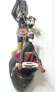 Tall Unusual Figural Carved Ceremonial Head Mask - Congo