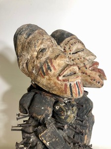 Bakongo 2-Headed Nail Fetish Figure - Congo