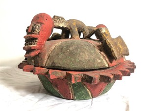 Early Carved Divination Bowl wSkulls