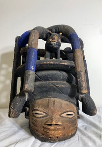 Impressively Carved Large Yoruba Gelede Headdress Mask