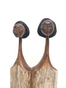 Hand Carved African Sandalwood Sculpture - Two Women