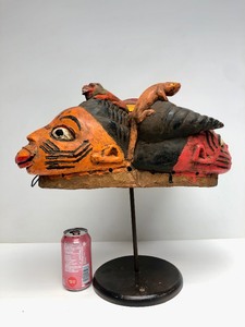Impressive Yoruba Gelede 3-Faced Ceremonial Headdress Mask
